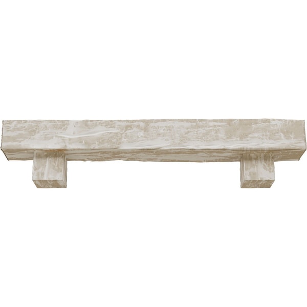 Kit W/ Alamo Corbels, White Washed, 6H  X 10D X 48W Riverwood Faux Wood Fireplace ManteL